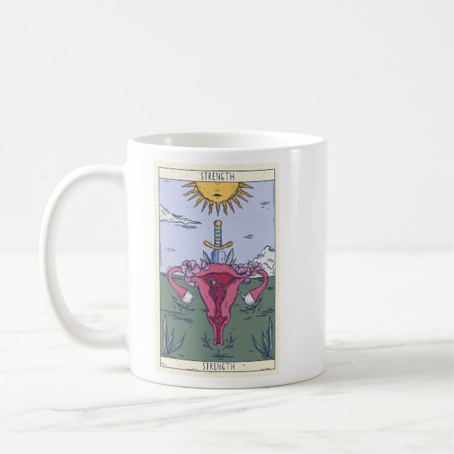 Caneca De Café Design da Placa Tarot de Força do Útero (Esquerda)
