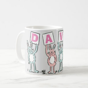 Caneca De Café design de 4 letras do coelho divertido