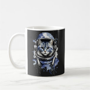 Caneca De Café Design de Abertura de Gato do Astronauta Azul