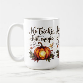 Caneca De Café Design de Abóbora de Halloween Sem Truques, Só Mag