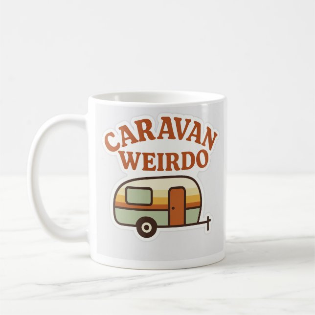 Caneca De Café Design de Acampamento Caravana Weirdo Retro (Esquerda)