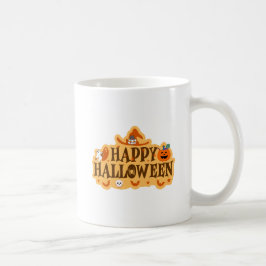 Caneca De Café Design de Adesivo Feliz Halloween Divertido e Assu