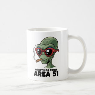 Caneca De Café Design de Alienígena 51 Engraçado