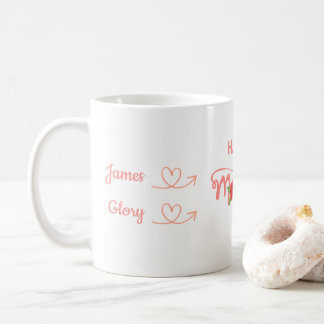 Caneca De Café Design de Amor com Nomes de Família Personalizados