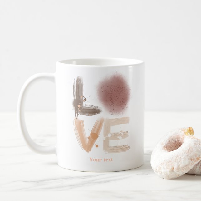 Caneca De Café Design de Amor com respingos de tinta na moda para (Com Donut)