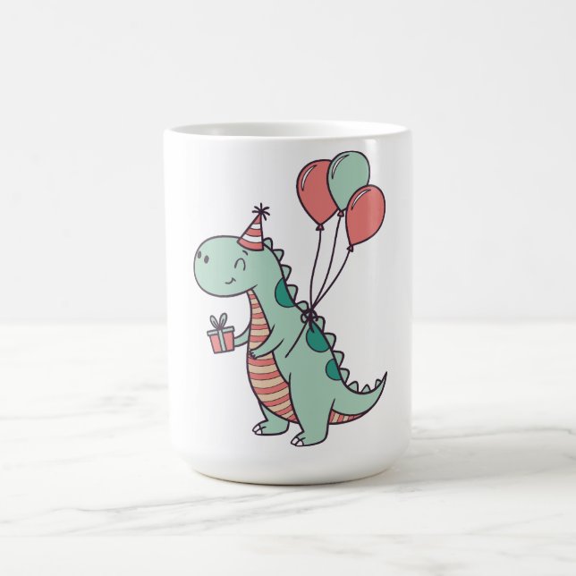 Caneca De Café Design de aniversário do Dinossaur Dinossaur (Centro)