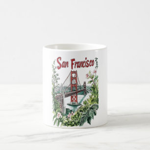 Caneca De Café Design de Aquarela da ponte de Ouro San Francisco