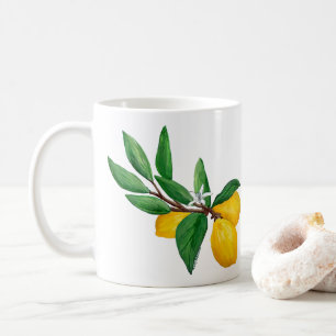 Caneca De Café Design de Aquarela de Folha de Limão   Citrino Fre