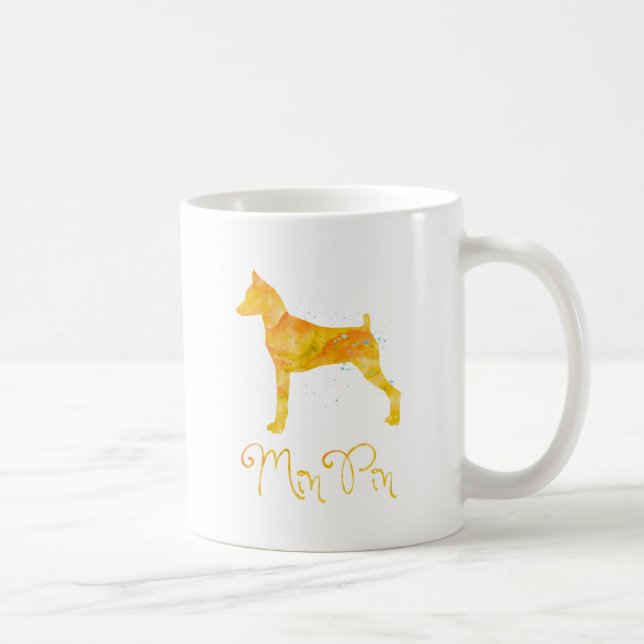 Caneca De Café Design de Aquarela Miniatura Pinscher (Direita)