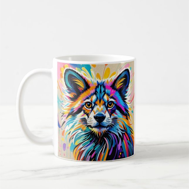 Caneca De Café design de arte animal feliz e engraçada e fofa (Esquerda)