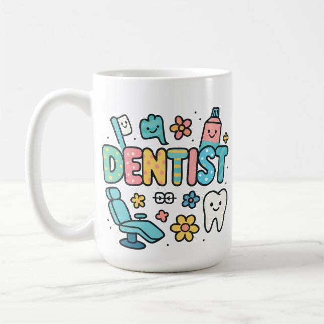 Caneca De Café Design de Arte de Palavra Bonita Dentista (Esquerda)