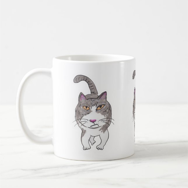Caneca De Café Design de Arte de Pet Doodle, Gatinho de Crank (Esquerda)