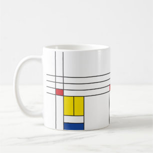 Caneca De Café Design de Arte Moderna Mondrian II Minimalista De 