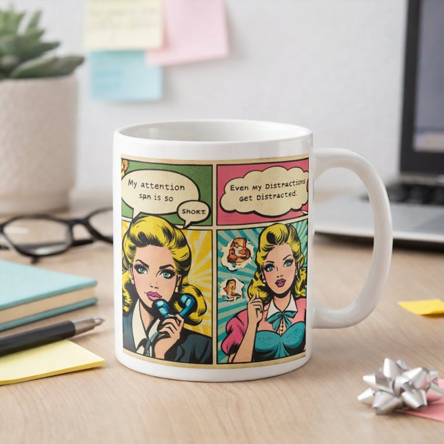 Caneca De Café Design de Arte Pop de Desenho Animado de Cómic Ret (Criador carregado)