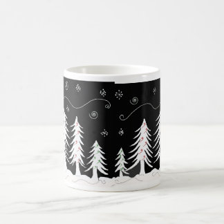 Caneca De Café Design de árvore de Natal preto e branco