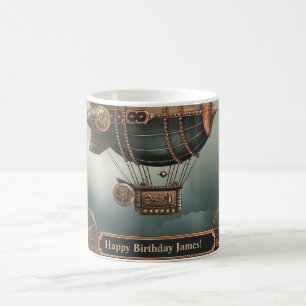 Caneca De Café Design de Aventura Vintage de Dirigível Steampunk