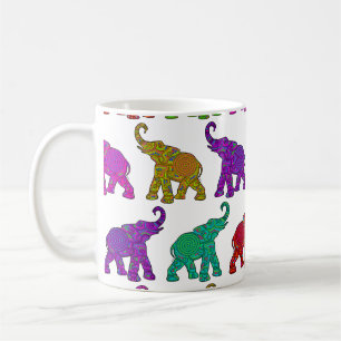 Caneca De Café Design de azulejo de padrões de caminhada de elefa