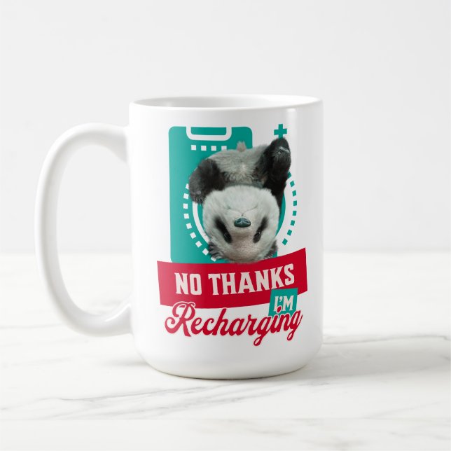 Caneca De Café Design de Bateria Social de Panda com Burnout Intr (Esquerda)