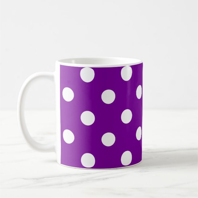 Caneca De Café Design de Bolinhas de de branco roxo (Esquerda)
