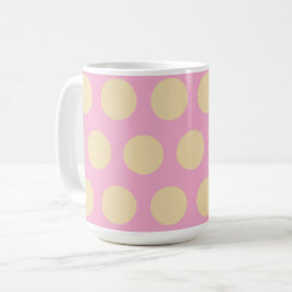 Caneca De Café Design de Bolinhas Retrô Rosa e Amarelo