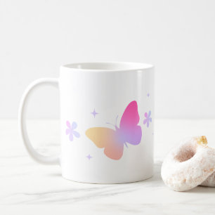 Caneca De Café Design de borboleta charmosa Leite e café