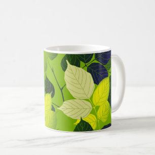 Caneca De Café Design de Botânica das Folhas Verdes Negrito