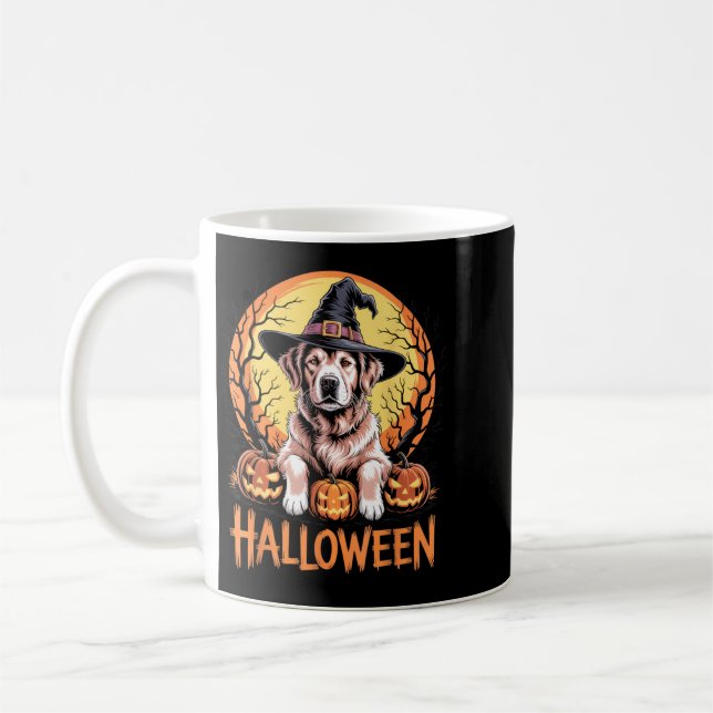 Caneca De Café Design de Bruxa de Cachorro de Halloween Para Aman (Esquerda)