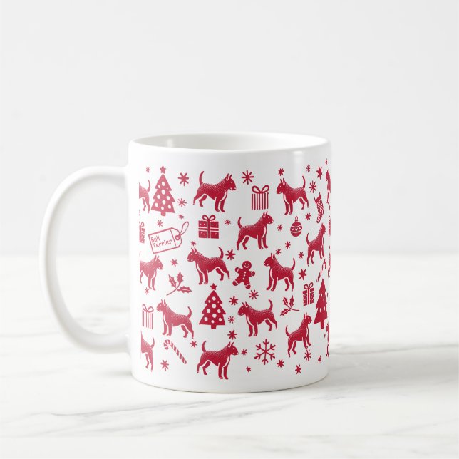 Caneca De Café Design de Bull Terrier Christmas (Esquerda)