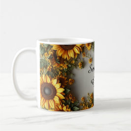Caneca De Café Design de Buquê Floral de Girassóis Rústicos