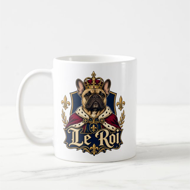 Caneca De Café Design de Cachorro Real Rei Bulldog Francês (Esquerda)