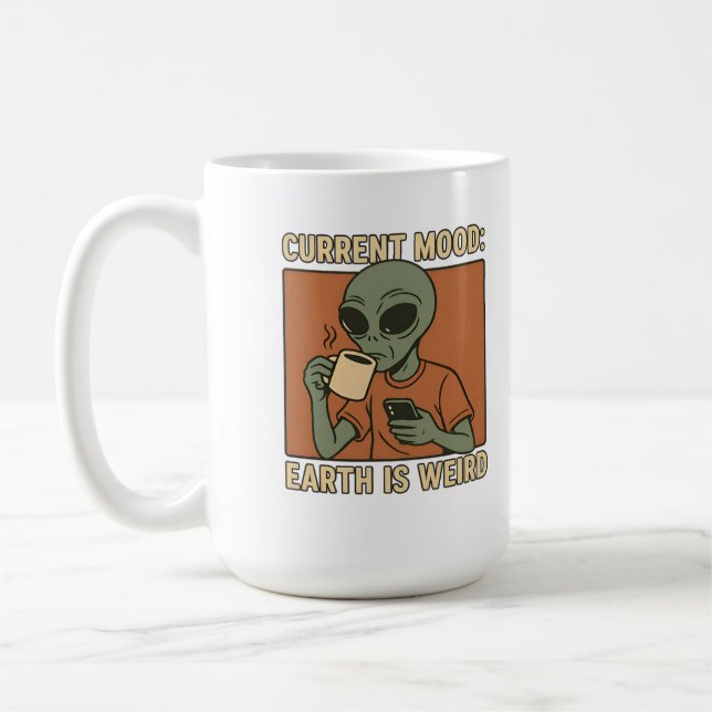Caneca De Café Design de Café Alienígena Divertido (Esquerda)