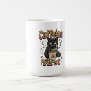 Caneca De Café Design de Café da Manhã do Gato Preto