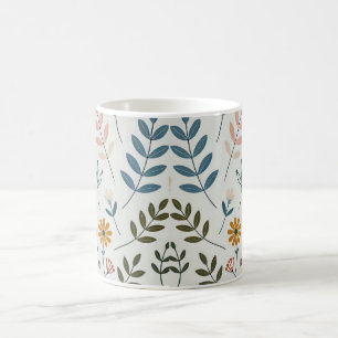 Caneca De Café Design de café da Natureza, Floral e Folha