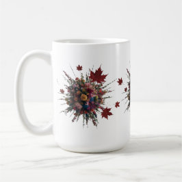 Caneca De Café Design de Café de Burst Floral Artístico