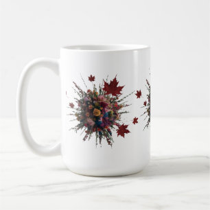Caneca De Café Design de Café de Burst Floral Artístico