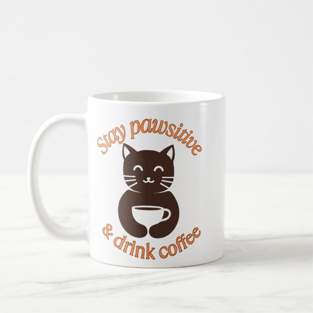 Caneca De Café Design de Café de Gato Pawsitivo (Esquerda)