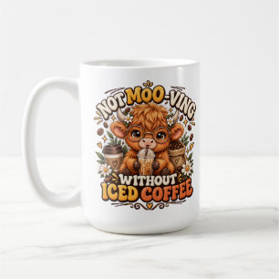 Caneca De Café Design de café gelado com vaca das Terras Altas fo