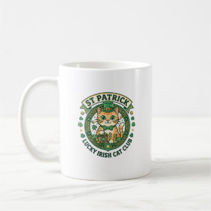 Caneca De Café Design de camiseta de gato fofo irlandês sortudo d