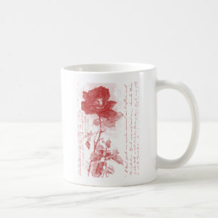 Caneca De Café Design de Cartão Postal rosa vermelha
