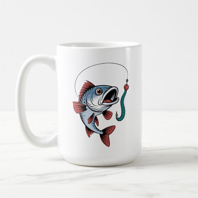 Caneca De Café Design de Cartoon de Pesca Engraçado (Esquerda)