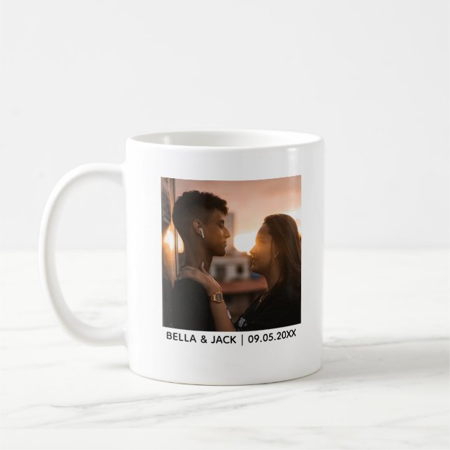 Caneca De Café Design de Casamento Personalizado com Foto do Casa (Esquerda)