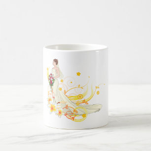Caneca De Café Design de Casamento Romântico da Noiva Floral Eleg