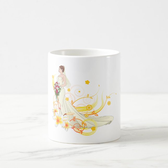 Caneca De Café Design de Casamento Romântico da Noiva Floral Eleg (Criador carregado)
