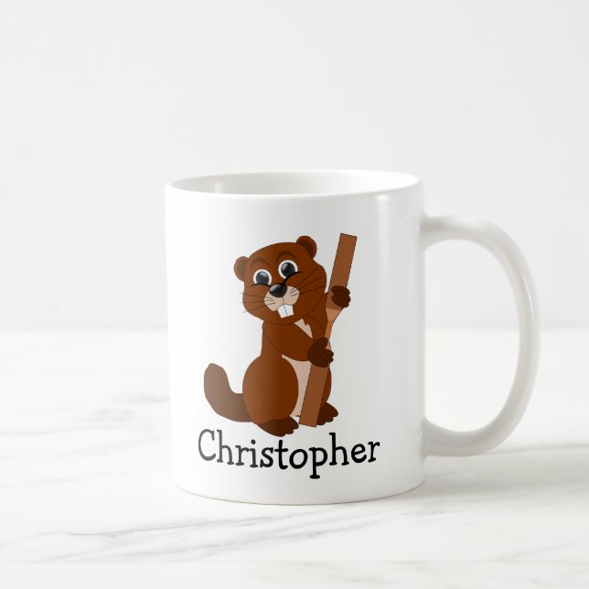 Caneca De Café Design de Castor Personalizado (Direita)