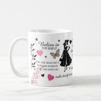 Caneca De Café Design de Citação Motivacional Feminina