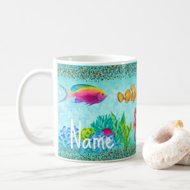 Caneca De Café Design de Coffee Cena Submarina Personalizada (Com Donut)
