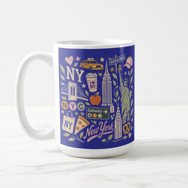 Caneca De Café design de colagem retrô ny (Esquerda)