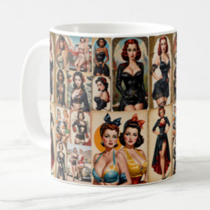 Caneca De Café Design de Coleção de Raparigas Clássicas de Pin-up
