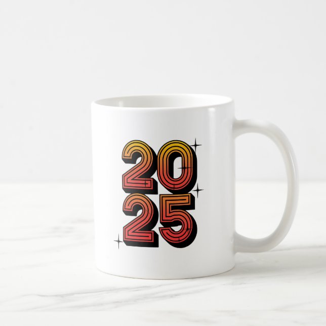 Caneca De Café Design de Comemoração Retroativa de 2025 (Direita)