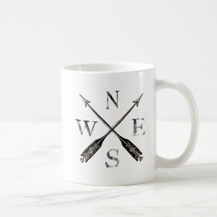Caneca De Café Design de Compass Russo de Vintage Simples